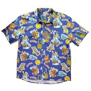 NEW Hardaddy Hawaiian Shirt Mens‎ Medium Pineapple Cocktail Cruise Aloha Surf